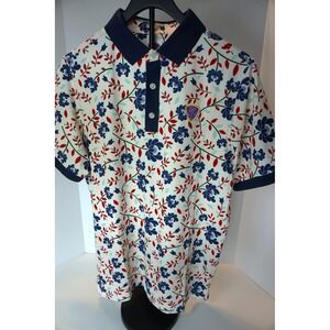 ZIV Mens Chancellor Polo Golf Shirt White Navy Red‎ Floral Print Small